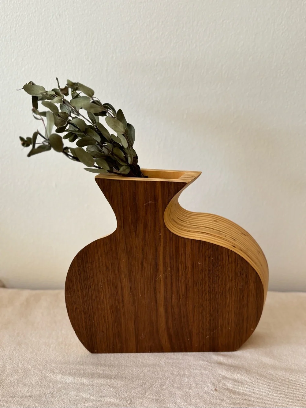 Vase Vintage Two-Tone Wood - Brown and Tan